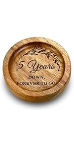Wood Ring Dish 5 Year Anniversary Wood Gifts for Him Her - 5th Anniversary Wedding Gifts for Wife Husband, 5 Year Marriage Aniversario Wooden Jewelry Dish for Women Men, Fifth Aniversario Ideas