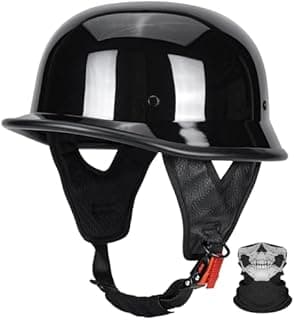 DOT Certified German Style Motorcycle Half Helmet, Vintage ABS Lightweight Helmet for Adults, Retro Half Face Helmet for Cruiser Scooter Chopper