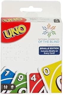 Mattel Games UNO Braille Card Game with Cards Specially Designed for Blind & Low-Vision Players for Kids, Adults, Family Nights & Parties