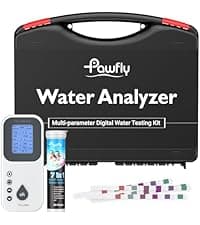 Pawfly 7 in 1 Digital Water Testing Kit, 50 Strips Hot Tub Test Kit, Digital Pool Water Tester for pH, Total Hardness, Total Chlorine, Free Chlorine, Total Alkalinity, Cyanuric Acid & Bromine