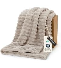 Bedsure GentleSoft White Throw Blanket for Couch - Cozy Blanket for Women, Cute Fleece Throws for Girls, Teacher Gifts Birthday Gifts for Women Men Mom, Room Home Dorm Decor, Off White, 50x60 Inches