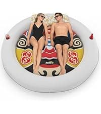 Sunikko X 3-in-1 Pool Floats with Canopy Cup Holder, Tanning Pool Large 73" x 48" Float Adult Heavy Duty, Inflatable Lounger Raft Floating Chair with Backrest, Swimming Pool Lake Beach Party