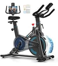 Exercise Bike, Wenoker Stationary Bike for Home, App Supported Indoor Bike with Silent Belt Drive, Heavy Flywheel, Multi-grips Handlebar and Upgraded Digital Display