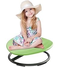 21" L × 19" W Large Size Spinning Chair for Autistic Kids, Toddler Sensory Spinning Chair, Sensory Toys Gifts for Kids with Autism & ADHD, Sit and Spin Training Body Coordination, Azure Rounded Shape