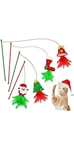 Cat Christmas Stocking, 10 Pack Gifts for Christmas, Interactive Feather Toy with Catnip, Cat Ball Toys, Crinkle Balls, Mice Toys for Indoor Cats & Kitten