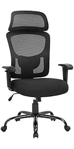 FDW Office Chair Computer High Back Adjustable Ergonomic Desk Chair Executive PU Leather Swivel Task Chair with Armrests Lumbar Support (Black)