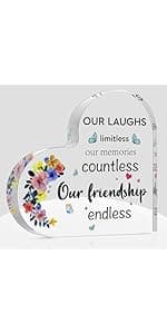 Best Friend Birthday Gifts for Women, Christmas Friendship Gifts for Women, BFF Sister Coworker Bestie Christmas Gift for Woman, Cute Heart Acrylic Plaque Paperweight Keepsake Decor