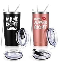 Qtencas Grandma and Grandpa Gifts, Grandparents Christmas Gifts, Grandpa and Grandma insulated Travel Tumbler Set, Gift for Grandparents on Christmas Birthday Anniversary, 20 Oz Black & White