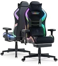 Dowinx Gaming Chair Fabric with Pocket Spring Cushion, Massage Game Chair Cloth with Headrest, Ergonomic Computer Chair with Footrest 290LBS, Black