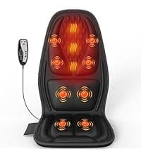 Back Massager with Heat,Vibration Massage Chair Pad with 5 Massage Modes & Adjustable Heat Levels, Memory Foam Back Massager Cushion for Office Chair, or Home Use,Midnight