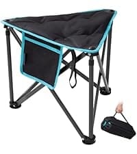 FUNDANGO Oversized Rocking Camping Chair for Adults, Portable Folding Lawn Chairs for Outside with Pillows, Wide Armrest, 2 Cup Holders, Carry Bag for Patio Garden Outdoor Supports 400Lbs (Black/Blue)