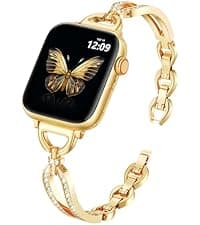 MOFREE Beaded Bracelet Compatible with Apple Watch Band 38mm/40mm/41mm/42mm, Fashion Elastic Stretch Women Bands for iWatch Series 11/10/9/8/7/SE/6/5/4/3/2/1 iPhone Watch Strap Bands Rose Gold