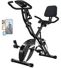 BARWING Stationary Exercise Bike for Home Workout, 5 IN 1 Foldable Indoor Cycling Bike for Seniors, 350LB Capacity, 16-Level Magnetic Resistance, Seat Backrest Adjustments