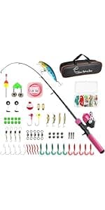 Fishing Pole Kit, Carbon Fiber Telescopic Fishing Rod and Reel Combo with Spinning Reel, Line, Bionic Bait, Hooks and Carrier Bag, Fishing Gear Set for Beginner Adults