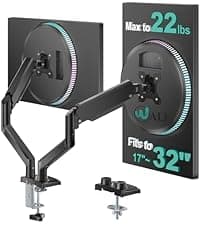 WALI Dual Monitor Stand for Desk, Monitor Stands for 2 Monitors up to 27 inch, Dual Monitors Mount Fits up to 22lbs, Free Standing Full Motion Dual Monitors Arm for Desk (MF002), Black