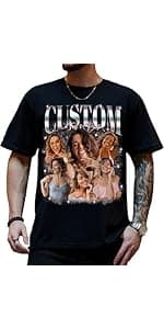 Custom Photo Bootleg Rap Shirt with Girlfriend's Face for Boyfriend - Vintage Graphic Shirt for Men