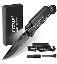 Gifts for Him Men, Christmas Anniversary Birthday Gifts for Boyfriend Husband, Stocking Stuffers for Him, Engraved Pocket Knife, Camping Hiking Multitool Knife Present, Folding Knives with Wood Box