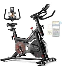 Exercise Bike, Wenoker Stationary Bike for Home, App Supported Indoor Bike with Silent Belt Drive, Heavy Flywheel, Multi-grips Handlebar and Upgraded Digital Display
