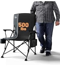 TIMBER RIDGE Oversized Folding Camping Chair High Back Heavy Duty for Adults Support up to 500lbs with Cup Holder, Side Pocket Cooler Bag