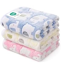 Luciphia 1 Pack 3 Blankets Fluffy Premium Fleece Pet Blanket Flannel Paw Printed Throw for Dog Cat(Small 23x16'', Grey/Brown/Blue) B09PFN1KR8