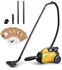 Eureka 3670M Canister Cleaner, Lightweight Powerful Vacuum for Carpets and Hard floors, w/ 5bags,Yellow