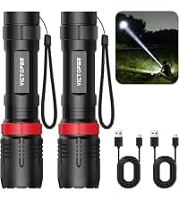 Victoper LED Flashlight 2 Pack, Bright Tactical Torch High Lumens with 5 Modes, Waterproof Zoomable Flash Light for Outdoor, Gifts for Men, Dorm Room Hunting Camping Essentials Gear for Guys