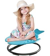 21" L × 19" W Large Size Spinning Chair for Autistic Kids, Toddler Sensory Spinning Chair, Sensory Toys Gifts for Kids with Autism & ADHD, Sit and Spin Training Body Coordination, Azure Rounded Shape