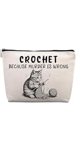 Funny Crochet Gifts for Crochet Lovers Funny Crochet Makeup Bag, Crochet Knitting Gifts for Christmas, Friendship & Birthday Gifts for Women, Mom, Sister, Travel Cosmetic Bag B0DHTL2L81