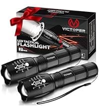 Victoper LED Flashlight 2 Pack, Bright Tactical Torch High Lumens with 5 Modes, Waterproof Zoomable Flash Light for Outdoor, Gifts for Men, Dorm Room Hunting Camping Essentials Gear for Guys