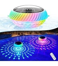 Floating Pool Lights Solar Charged, 7.6 Inch RGB Upper & Lower Color Changing Solar Pool Lights that Float with Dynamic Lighting Effects, IP68 Waterproof Floating Light for Pool Party Decor(1)