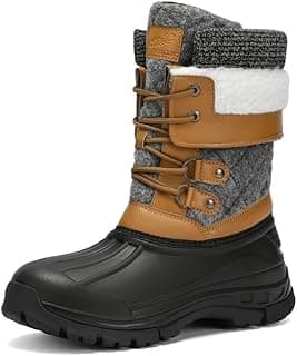 DOBOLIN Womens Winter Snow Boots Duck Waterproof Boots for Women Warm Cozy Mid Calf Booties for Cold Weather