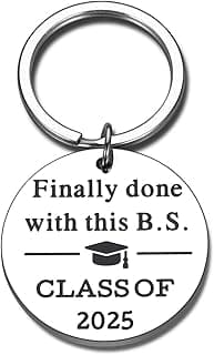 KINMES Funny College Graduation Gifts for Him Her 2025 College High School Master Degree Graduation Gifts, Senior Gift for Son Daughter Class of 2025 Keychain, Senior Night Gift for Graduate Friends