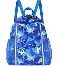 Shark Large Mesh Beach Bag for Kids, Kids Drawstring Beach Backpack for Boys, Tote Mesh Beach Toys Bag, Swim Pool Toys Balls Storage Bags Gym Bag, Beach Toy Shells Organizer