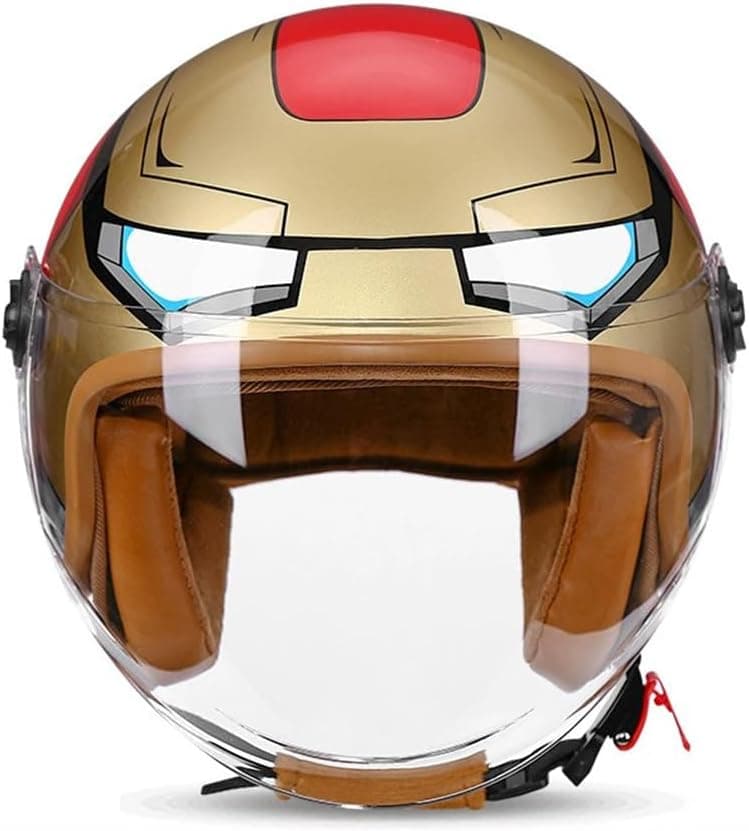 Youth & Kids Gift Retro Electric Motorcycle 3/4 Half Helmet,Toddler Cute 3/4 Open Face Motorcycle Half Helmet,DOT Approved,Boys Girls Go-Kart Dirt-Bike Street Scooter Vespa ATV Helmet