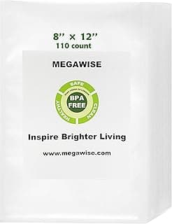 MEGAWISE Vacuum Sealer Bags (8''x 12''-110pcs) for Food Freshness Preservation, BPA Free Vacuum Storage Bags for Food or Sous Vide, Seal a Meal,Double-Sided Texture, Double Lock Freshness (110 count)