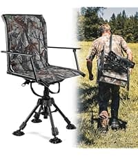 KEMIMOTO Hunting Blind Chair 360 Degree Silent Swivel, 300 Lbs Height Adjustable Quick Folding Portable Comfortable Hunting Deer Fishing Ground Chair