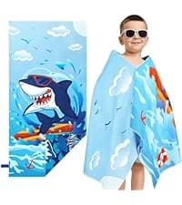 Shark Large Mesh Beach Bag for Kids, Kids Drawstring Beach Backpack for Boys, Tote Mesh Beach Toys Bag, Swim Pool Toys Balls Storage Bags Gym Bag, Beach Toy Shells Organizer