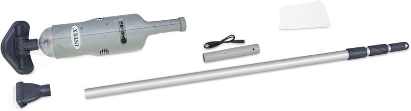 Intex Handheld Pool Vacuum Cleaner Rechargeable 94 Inch Telescoping Shaft and 2 Interchangeable Brush Heads for Above Ground Swimming Pool and Spa