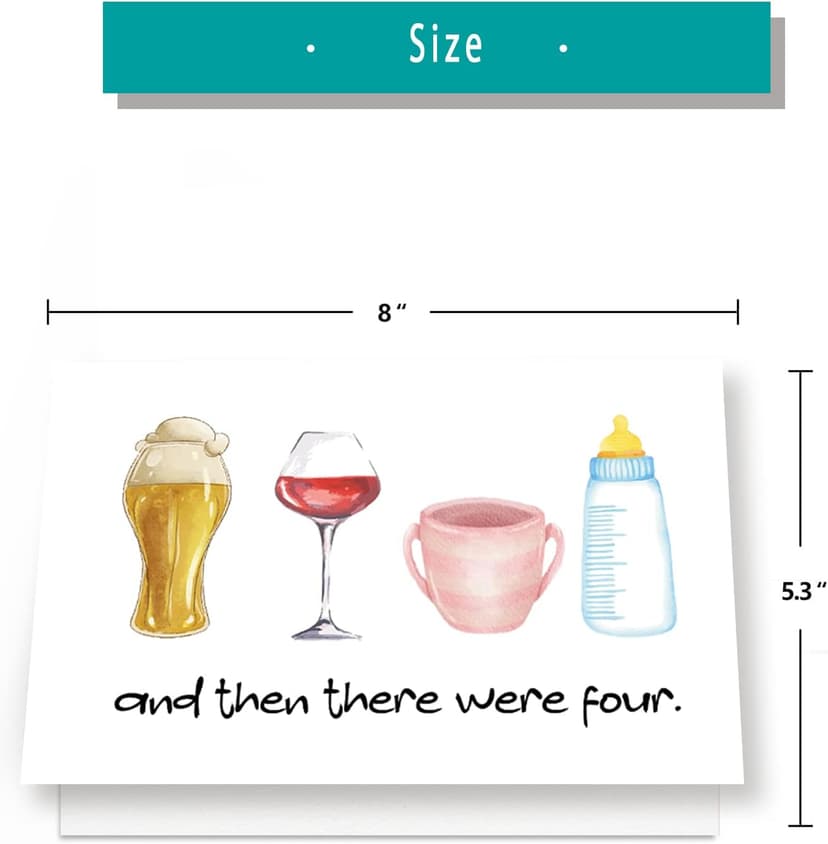 VvOoOvV Funny s for Boys Girls, Cute New Baby Card for New Mom Dad, Cute Baby Birthday Card for Friend, And Then There Were Four Card
