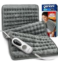 GENIANI Electric Heating Pad for Back Pain & Cramps Relief, Electric Throw, Self Care Gifts for Women, Heating Pad for Neck & Shoulder, Machine Washable Microplush, Auto Shut Off (12"x24", Tabby Gray) B07T85CNX2