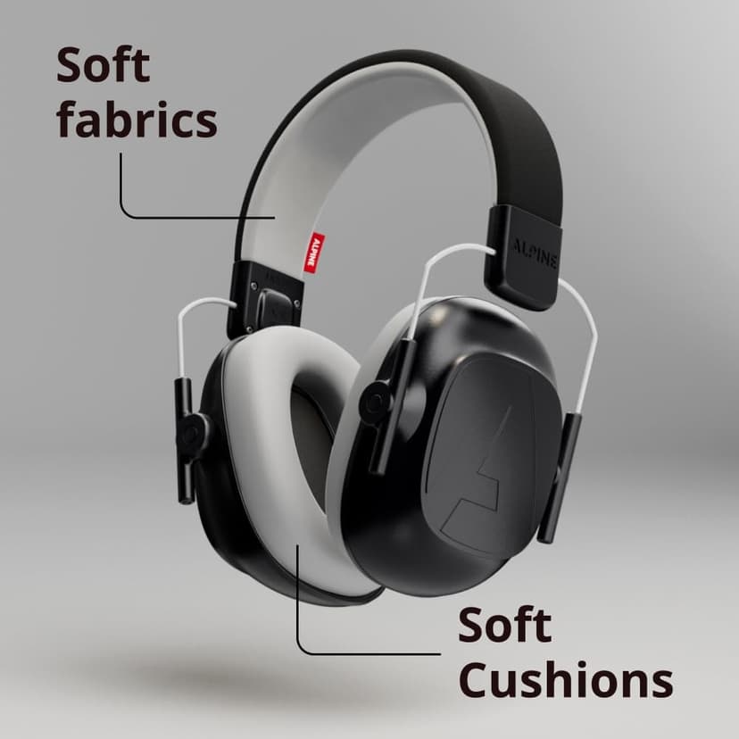 Alpine Muffy Kids - Hearing Protection - CE & ANSI Certified - Adjustable for Ages 3-16 years - Noise Cancelling Headphones - 25dB Sound Reduction Ideal for Protection and Concentration Aid – Black