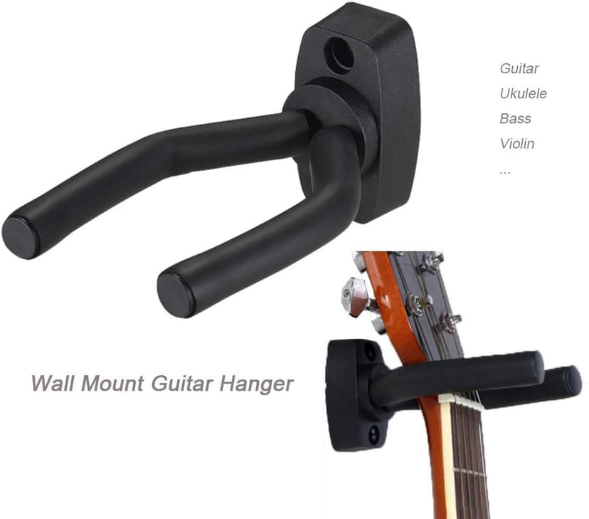 Guitar Mount Wall Hanger Stand Ukulele Wall Hook Keep Holder Mount Display 2 Pack with Guitar Picks Violin Wall Stand Mandolin Rack Bracket Bass Accessories Easy To Install(5 pack guitar picks)