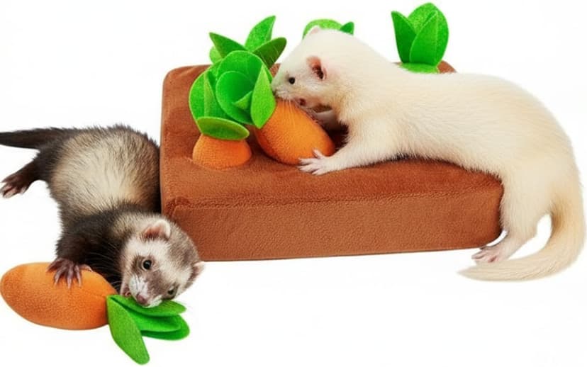 Ferret Foraging Toys Novelty Carrot Snuffle Mat Interactive Pet Treat Enrichment Toys for Small Animals Bunny Rabbit Chinchilla Guinea Pig Hamster (6Carrot)