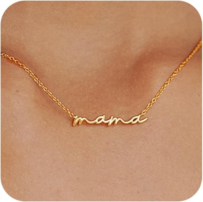 Moodear Mothers Day Gifts Mama Pendant Necklaces for Women - Dainty Small 18K Gold Plated Mom Necklace Non Tarnish Gift for Mom,New Mom Trendy