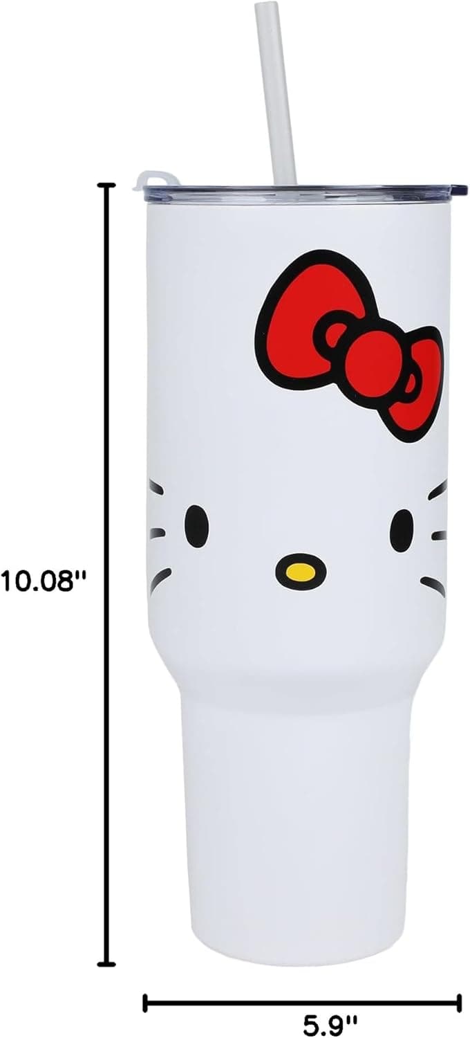 Bioworld Hello Kitty 40 Oz. Stainless Steel Tumbler With Leak-Proof Lid