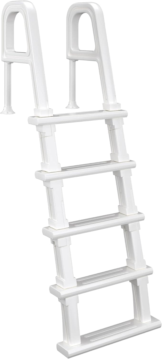 Pool Ladder, 5-Step Pool Stairs with Double Handrails and Non-Slip Steps for 47“-54” Above Ground and In-Ground Pools, White