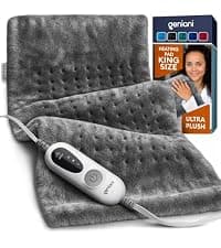 GENIANI Electric Heating Pad for Back Pain & Cramps Relief, Electric Throw, Self Care Gifts for Women, Heating Pad for Neck & Shoulder, Machine Washable Microplush, Auto Shut Off (12"x24", Tabby Gray) B07T85CNX2