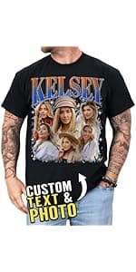 Custom Photo Bootleg Rap Shirt with Girlfriend's Face for Boyfriend - Vintage Graphic Shirt for Men