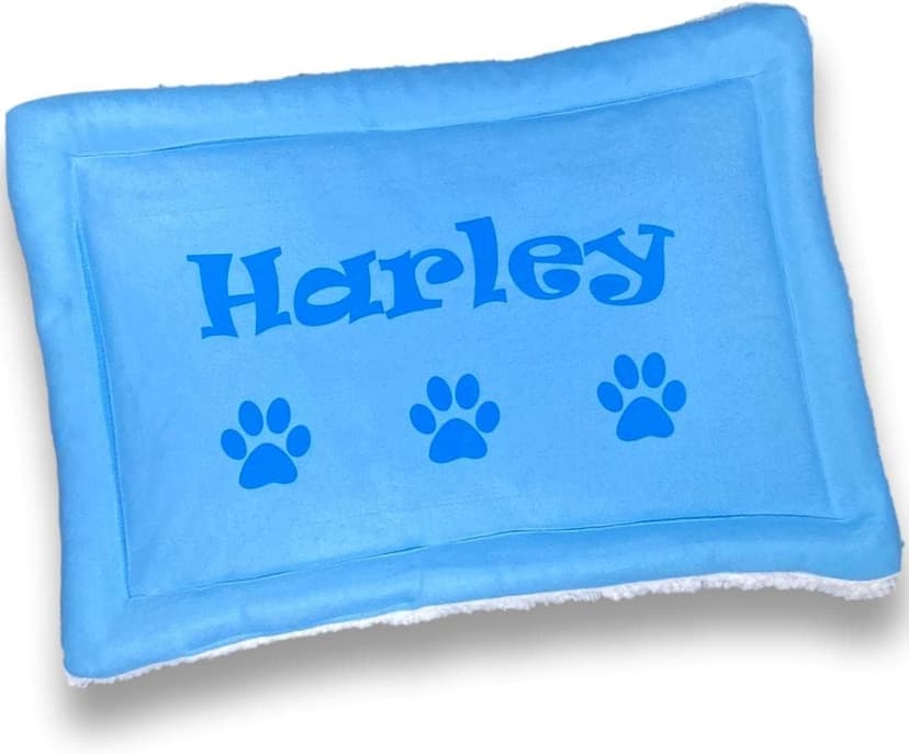 Custom Catch Personalized Dog Mat - Gift for Crate Cushion, Puppy Sleeping Blanket, Kennel Bed Pad - Small - S - Gray, Purple, Blue, Maroon, Beige