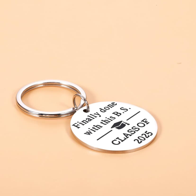 KINMES Funny College Graduation Gifts for Him Her 2025 College High School Master Degree Graduation Gifts, Senior Gift for Son Daughter Class of 2025 Keychain, Senior Night Gift for Graduate Friends